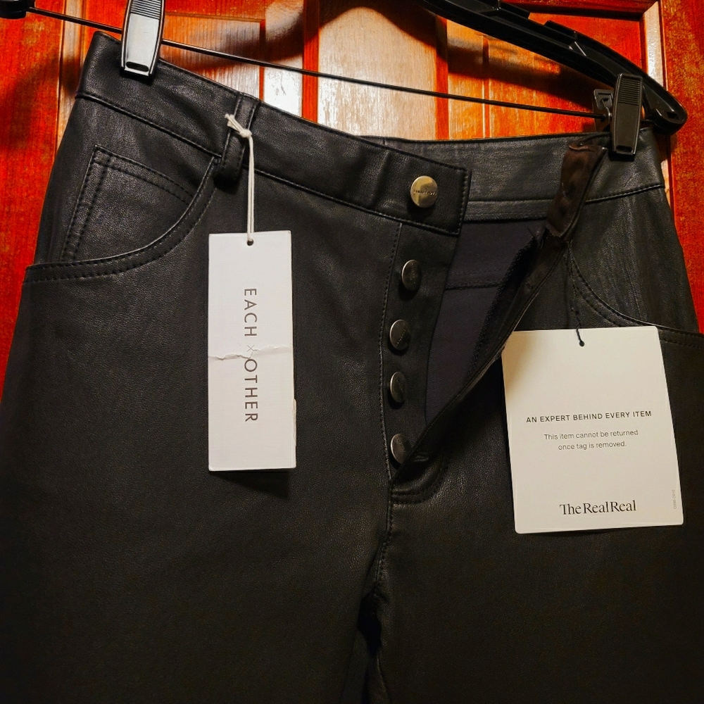 Each x Other Women's Black Leather Flared Trousers